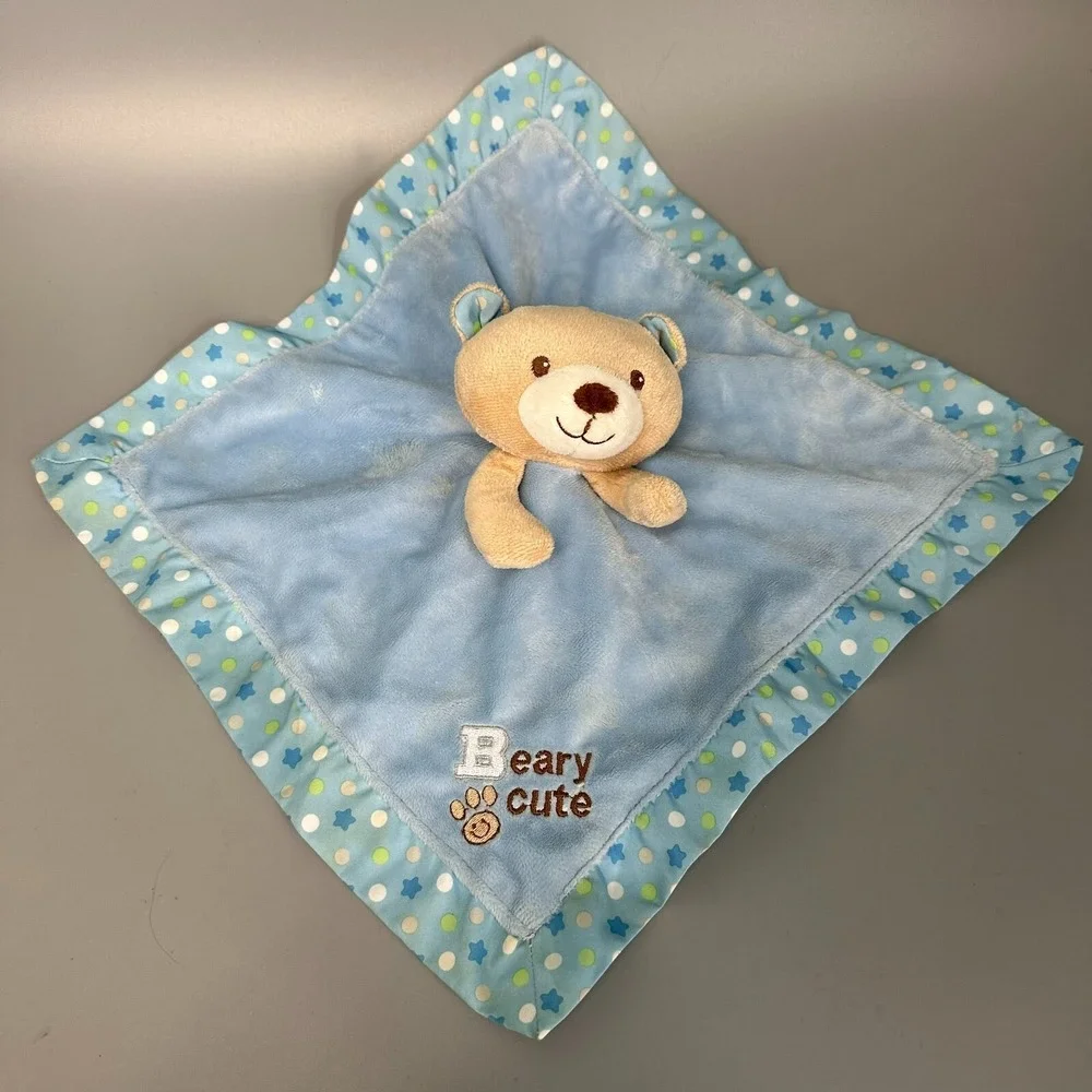 Garanimals Blue Beary Cute Baby Security Blanket Lovey Bear‎ Plush Satin Trim